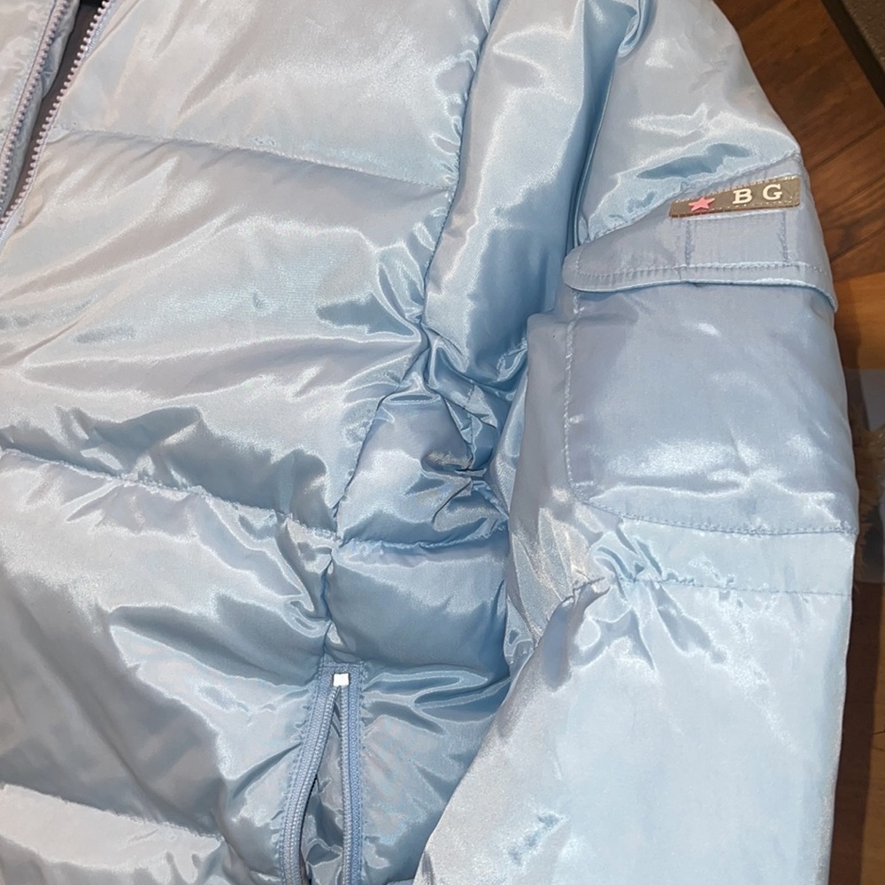 Blue down puffer jacket with hat - Picture 5 of 6